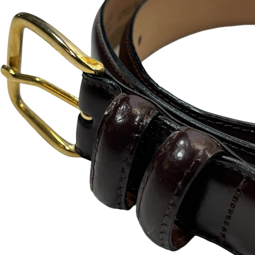 Made in Italy Brown Leather Belt Classic Gold Buckle Size 36 / 90 - Picture 2 of 8